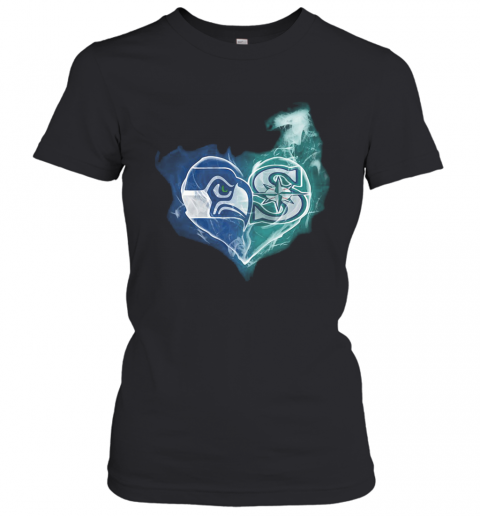 Seattle Seahawks And Seattle Mariners Heart T-Shirt Classic Women's T-shirt