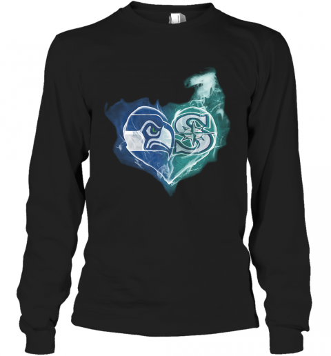 Seattle Seahawks And Seattle Mariners Heart T-Shirt Long Sleeved T-shirt