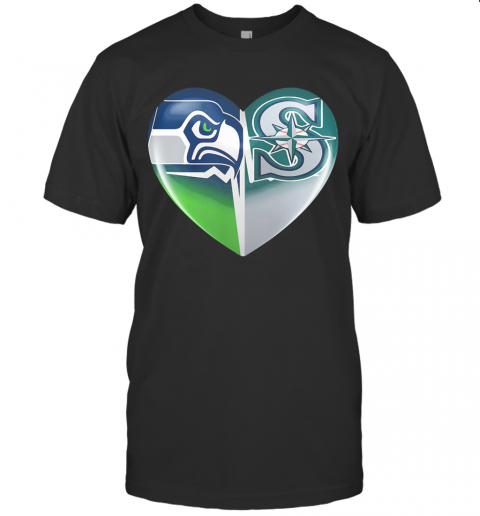 Seattle Seahawks And Seattle Mariners Heartbeat Heart T-Shirt