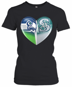 Seattle Seahawks And Seattle Mariners Heartbeat Heart T-Shirt Classic Women's T-shirt