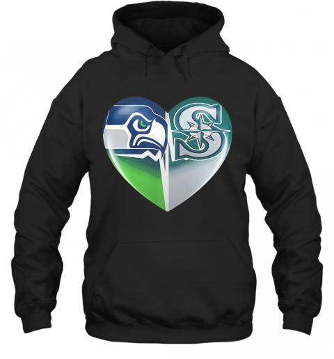 Seattle Seahawks And Seattle Mariners Heartbeat Heart T-Shirt Unisex Hoodie