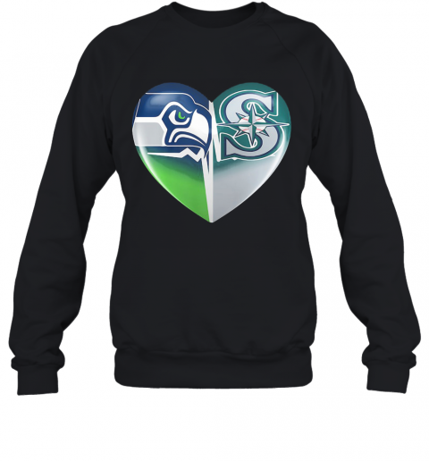 Seattle Seahawks And Seattle Mariners Heartbeat Heart T-Shirt Unisex Sweatshirt
