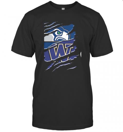 Seattle Seahawks And Washington Huskies Football T-Shirt