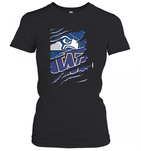 Seattle Seahawks And Washington Huskies Football T-Shirt Classic Women's T-shirt