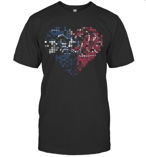 Seattle Seahawks And Washington State Cougars Heart Puzzle T-Shirt