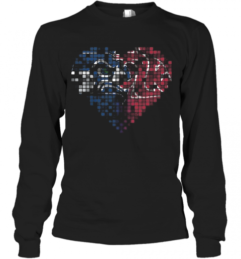 Seattle Seahawks And Washington State Cougars Heart Puzzle T-Shirt Long Sleeved T-shirt