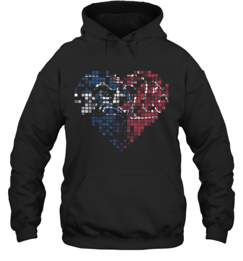 Seattle Seahawks And Washington State Cougars Heart Puzzle T-Shirt Unisex Hoodie
