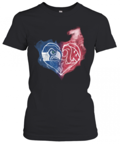 Seattle Seahawks And Washington State Cougars Heart Smoke T-Shirt Classic Women's T-shirt