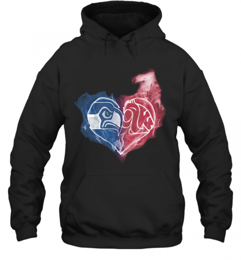 Seattle Seahawks And Washington State Cougars Heart Smoke T-Shirt Unisex Hoodie