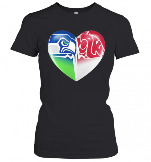 Seattle Seahawks And Washington State Cougars Heart T-Shirt Classic Women's T-shirt