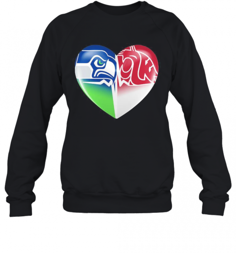 Seattle Seahawks And Washington State Cougars Heart T-Shirt Unisex Sweatshirt