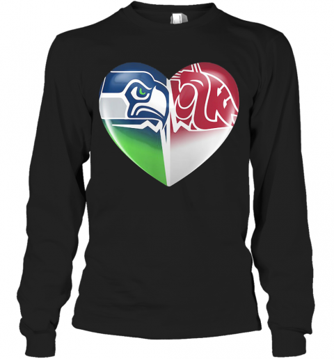 Seattle Seahawks And Washington State Cougars T-Shirt Long Sleeved T-shirt 