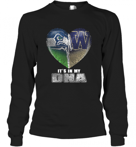 Seattle Seahawks And Winnipeg Blue Bombers Heart It'S In My Dna T-Shirt Long Sleeved T-shirt 