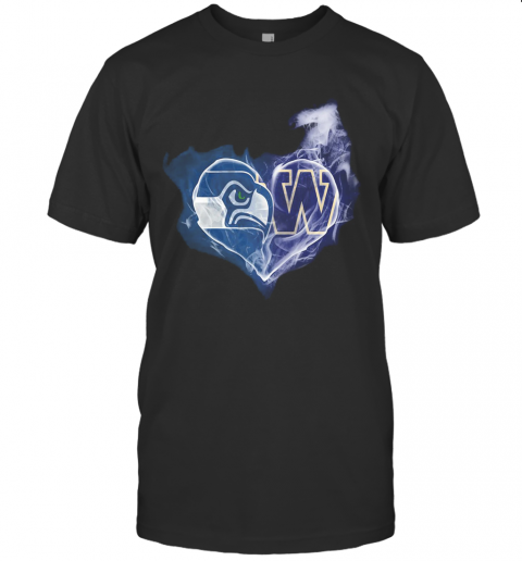 Seattle Seahawks And Winnipeg Blue Bombers Heart T-Shirt