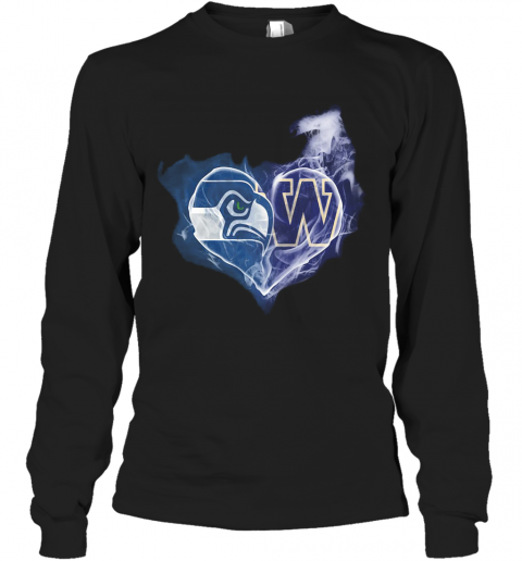 Seattle Seahawks And Winnipeg Blue Bombers Heart T-Shirt Long Sleeved T-shirt 