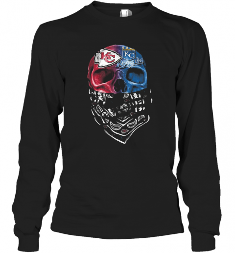 Skull Kansas City Chiefs And Kansas City Royals T-Shirt Long Sleeved T-shirt 