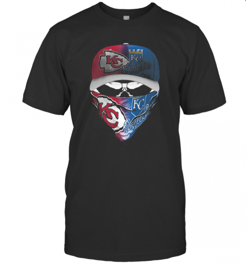 Skull Mask Kansas City Chiefs And Kansas City Royals T-Shirt