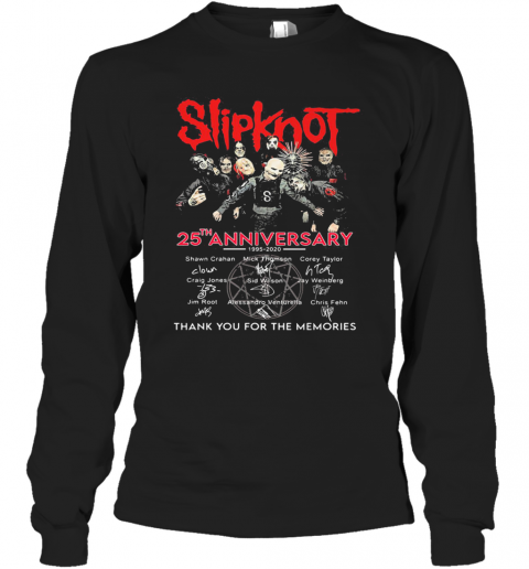 Slipknot 25Th Anniversary Thank You For The Memories Signatures T-Shirt Long Sleeved T-shirt