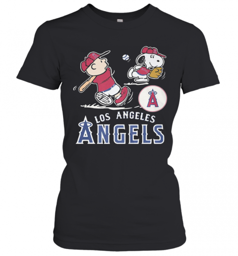 Snoopy And Charlie Brown Playing Baseball Los Angeles Angels T-Shirt Classic Women's T-shirt