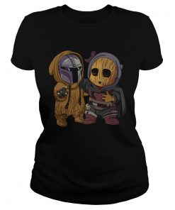 Star wars darth vader and baby groot cartoon  Classic Ladies