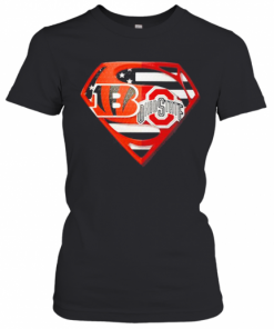 Superhero cincinnati bengals and ohio state buckeyes diamond american flag independence day  T-Shirt Classic Women's T-shirt