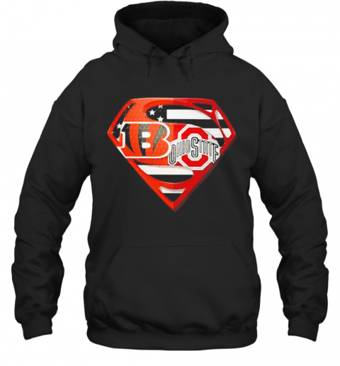 Superhero cincinnati bengals and ohio state buckeyes diamond american flag independence day T-Shirt Unisex Hoodie
