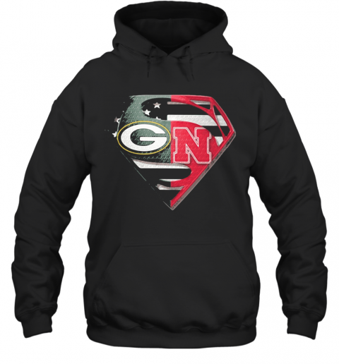 Superhero green bay packers and nebraska cornhuskers diamond american flag independence day T-Shirt Unisex Hoodie