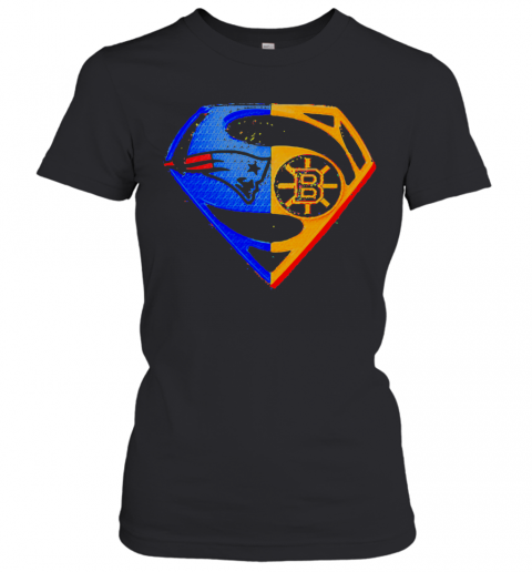 Superhero new england patriots and boston bruins diamond T-Shirt Classic Women's T-shirt