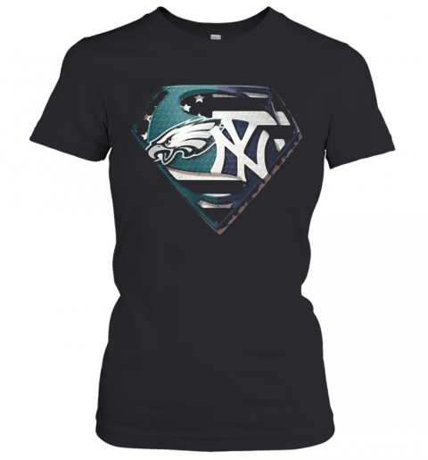 Superhero philadelphia eagles and new york yankees diamond american flag independence day T-Shirt Classic Women's T-shirt