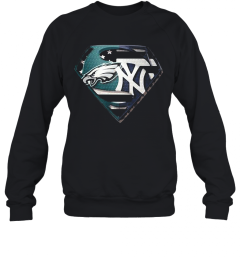 Superhero philadelphia eagles and new york yankees diamond american flag independence day T-Shirt Unisex Sweatshirt