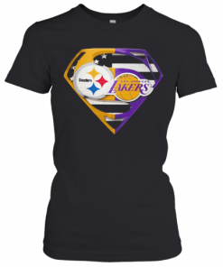 Superhero pittsburgh steelers and los angeles lakers diamond american flag independence day  T-Shirt Classic Women's T-shirt