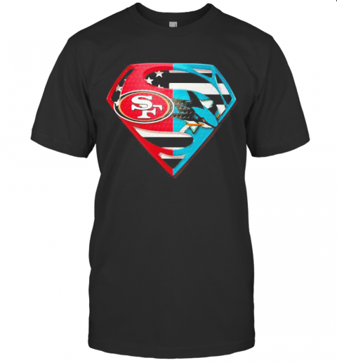 Superhero san francisco 49ers and san jose shark diamond american flag independence day shirt T-Shirt