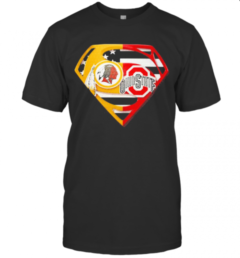 Superhero washington redskins and ohio state buckeyes diamond american flag shirt T-Shirt