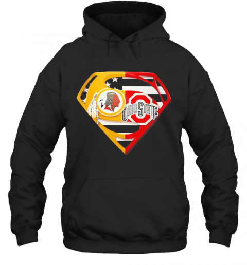 Superhero washington redskins and ohio state buckeyes diamond american flag T-Shirt Unisex Hoodie