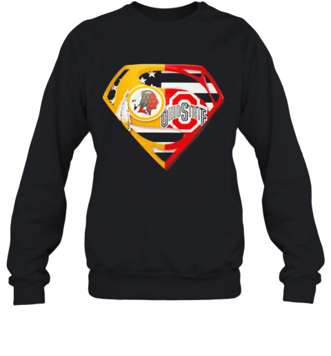 Superhero washington redskins and ohio state buckeyes diamond american flag T-Shirt Unisex Sweatshirt