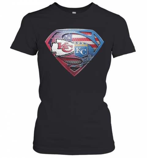 Superman Kansas City Chiefs And Kansas City Royals American Flag Independence Day T-Shirt Classic Women's T-shirt