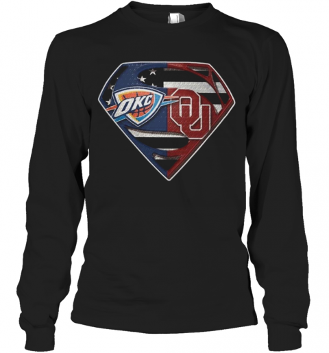 Superman Oklahoma City Thunder And Oklahoma Sooners T-Shirt Long Sleeved T-shirt 