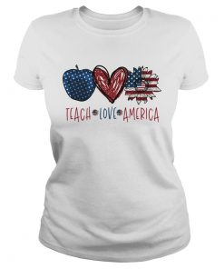 Teach love America sunflower cross American flag veteran Independence Day  Classic Ladies
