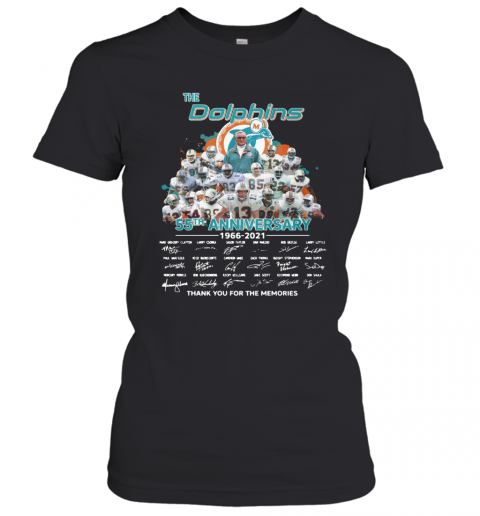 The Miami Dolphins 55Th Anniversary 1966 2021 Thank You For The Memories Signatures T-Shirt Classic Women's T-shirt