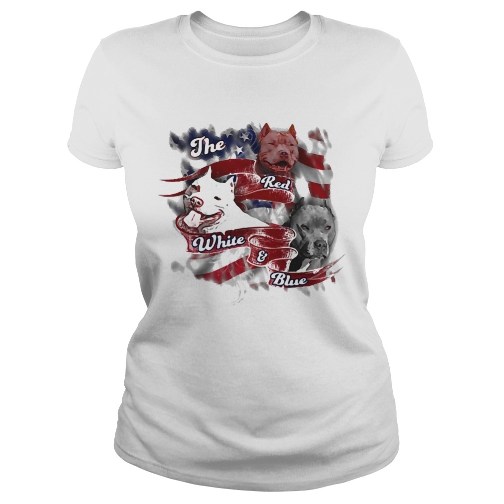 The red white and blue pitbull American flag veteran Independence Day  Classic Ladies