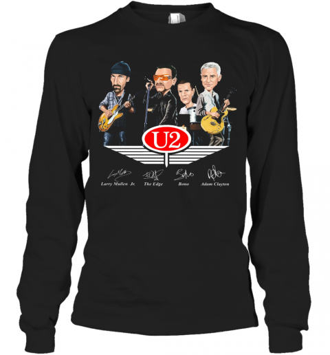 U2 Larry Mullen Jr The Edge Bono Adam Clayton Signatures T-Shirt Long Sleeved T-shirt 