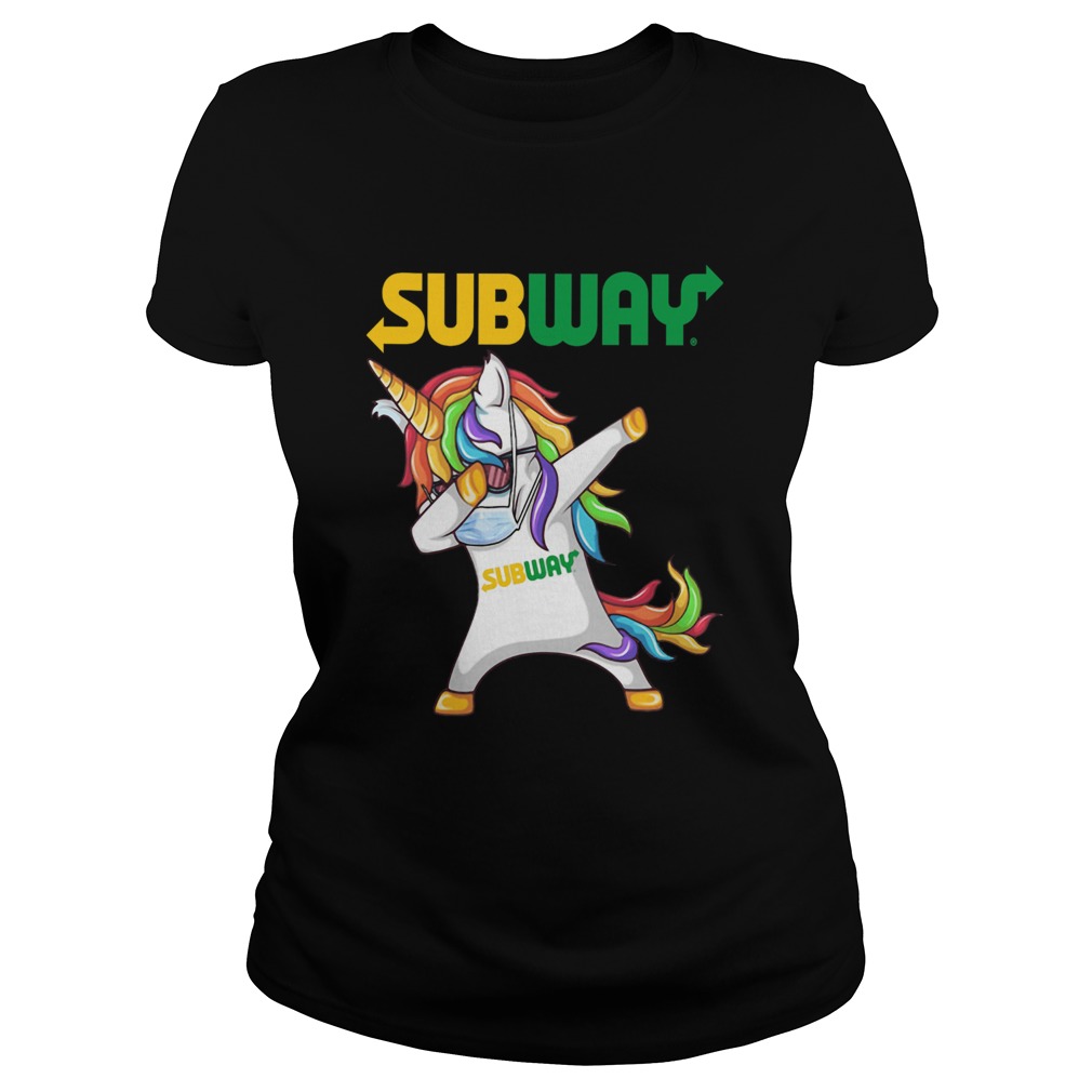 Unicorn Face Mask Dabbing Subway  Classic Ladies