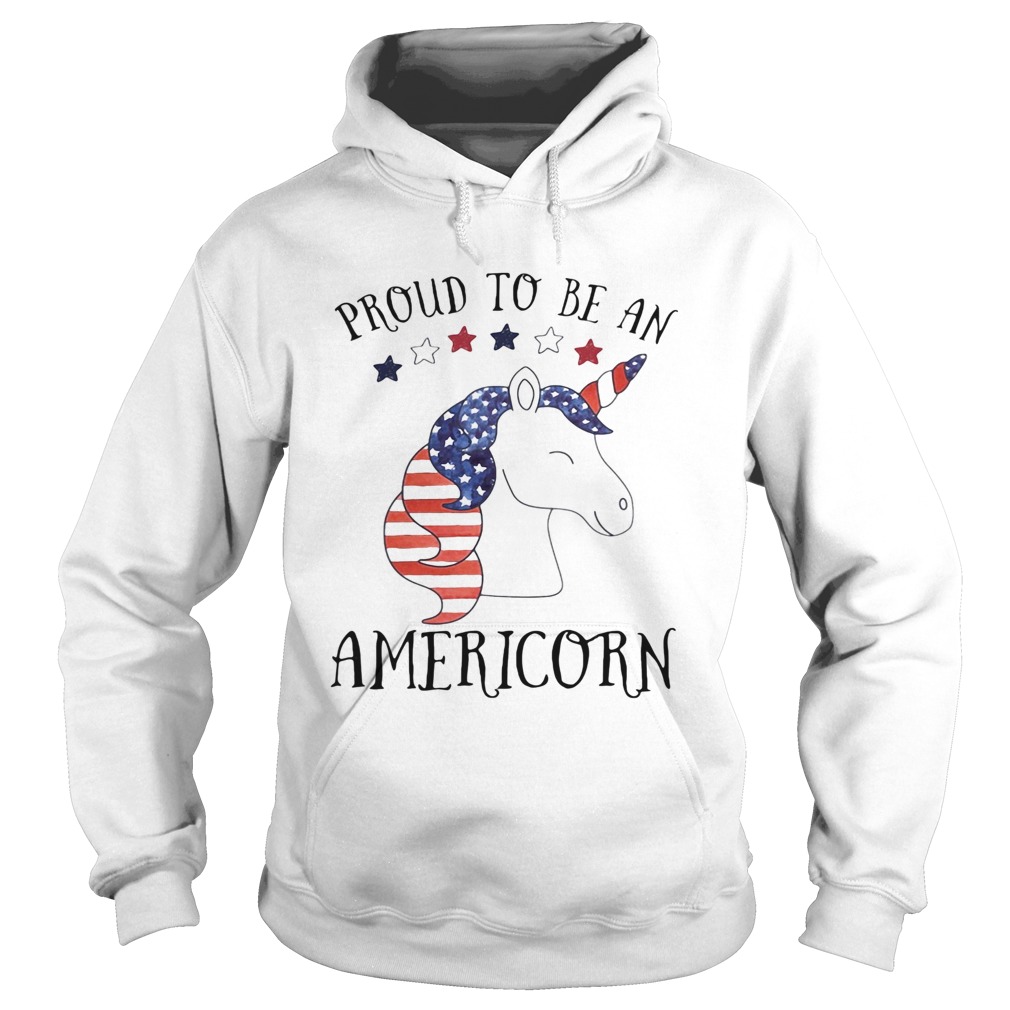Unicorn proud to be an americorn american flag independence day  Hoodie