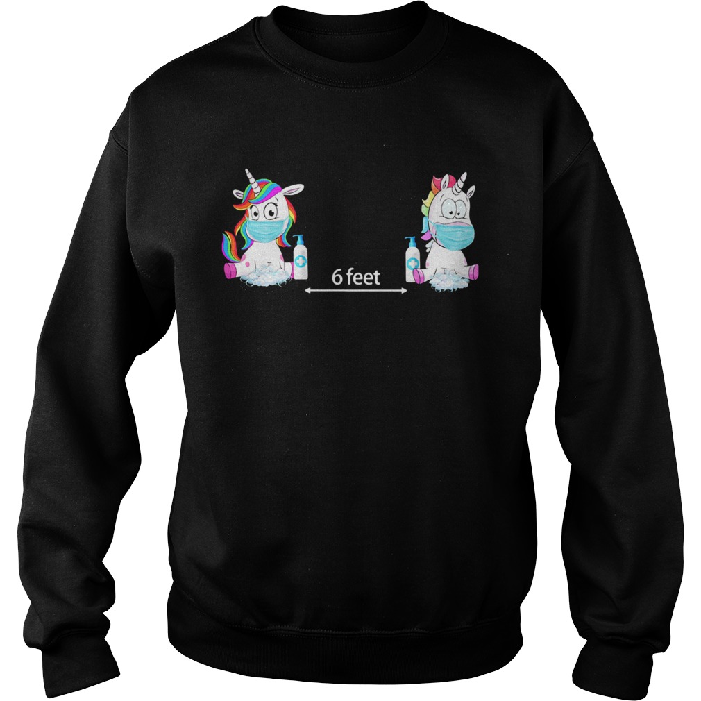 Unicorn wearing mask and washing hands 6 feet Sweatshirt
