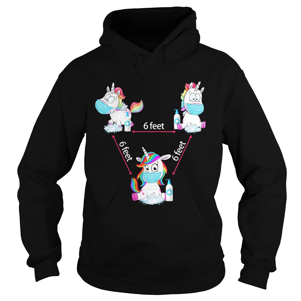 Unicorns wearing mask and washing hands 6 feet covid19 Hoodie