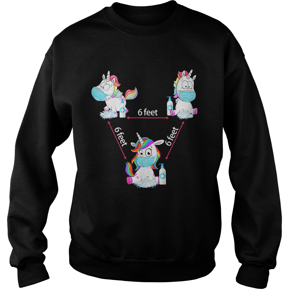 Unicorns wearing mask and washing hands 6 feet covid19 Sweatshirt