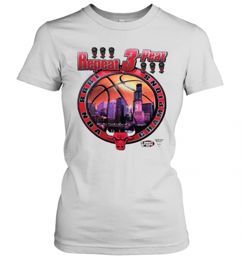 Vintage Chicago Bulls 1998 NBA Champions Repeat 3 Peat Michael Jordan T-Shirt Classic Women's T-shirt