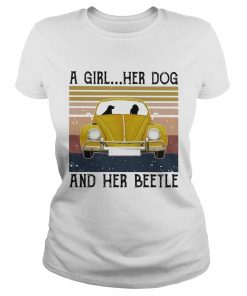 Volkswagen beetle a girl her dog and her beetle vintage  Classic Ladies