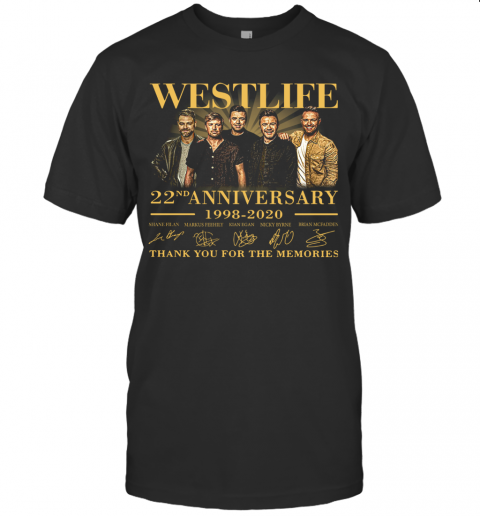 Westlife 22Nd Anniversary 1998 2020 Thank You For The Memories Signature T-Shirt