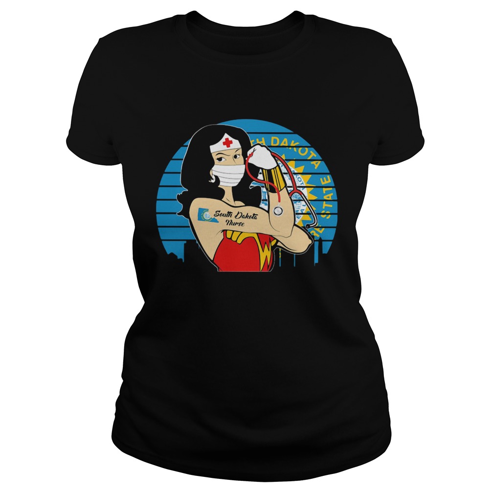Wonder woman tattoos south dakota nurse mask covid19 vintage Classic Ladies
